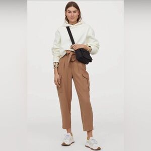 H&M Brown Tie-Waist Cargo Pants